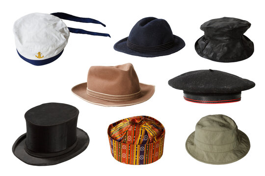 Set of hats isolated on transparent background