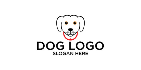 Simple dog logo design with unique concept premium vector