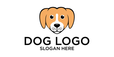 Simple dog logo design with unique concept premium vector