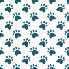 Dog paws seamless pattern design. 