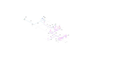 water supply and sewerage system in the house. Blueprint, isometric.