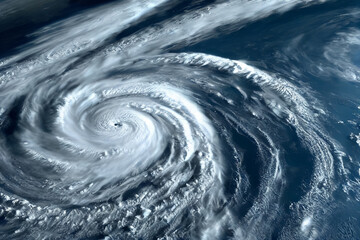 3d illustration of typhoon over planet Earth monitoring hurricane - obrazy, fototapety, plakaty