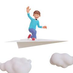 3d render cute boy back to school