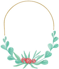 Floral frame hand drawn watercolor clipart