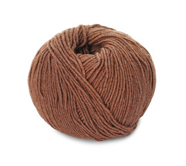 Soft brown woolen yarn isolated on white
