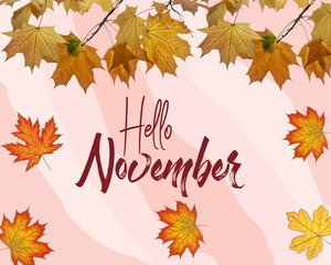 Illustration of  November Month in Autumn Colors