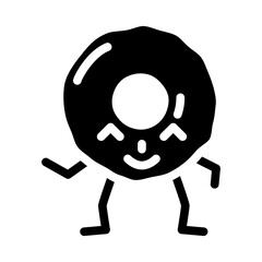 doughnut dessert character glyph icon vector. doughnut dessert character sign. isolated symbol illustration