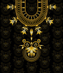 Elegance woman Jellabiya dress design vector embroidered with golden ornaments