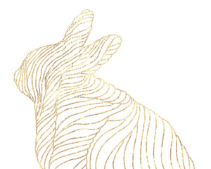 金色のうさぎのシルエット