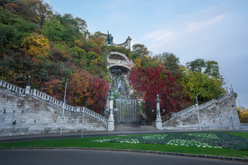 St Gerard of Csanad (Szent Gellert) Monument and Gellert Hill Waterfall - Budapest, Hungary