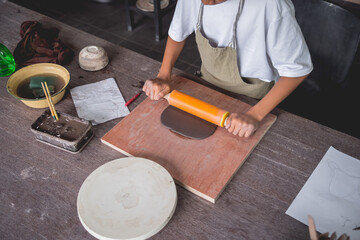 The master class in big workshop on making clay products