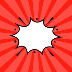 Comics speech bubbles on red background. Retro cartoon speech bubbles. Splash effect. Cool design.