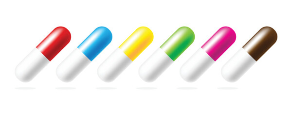 Realistic Medicine Pills or Capsules Design Template