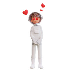 3d illustration cute spaceman astronaut  