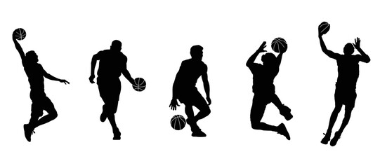 Four Basketball player silhouette Vol.2 set