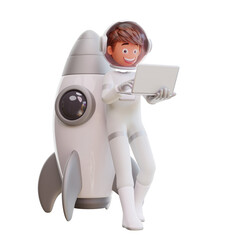 3d illustration cute spaceman astronaut  