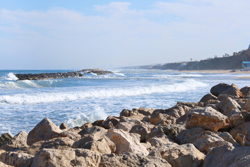 View of beautiful sea with rocks