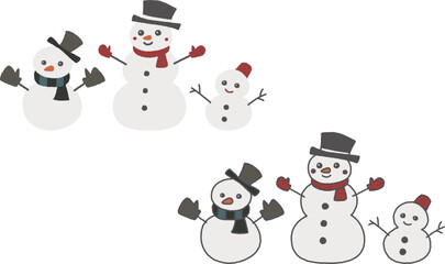 雪だるまのイラストセット