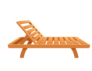 Beach wooden lounger summer sunbed vector illustration isolated on white background