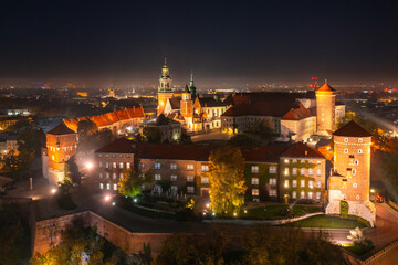 Fototapeta na wymiar Wawel Royal Castle at night, Krakow. Poland