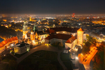 Wawel Royal Castle at night, Krakow. Poland