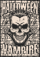 Halloween vampire vintage monochrome poster