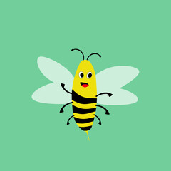 illustration honey bee, bee design vector set cute bee animal cartoon, simple vector illustration Cartoon Funny Black Yellow Striped Bee Vector Collection

