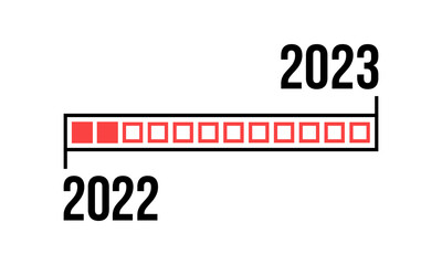 2022 to 2023 loading progress bar, vector illustration