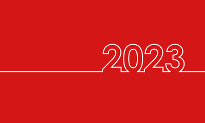 2023 outline numbers, vector banner or poster on red background