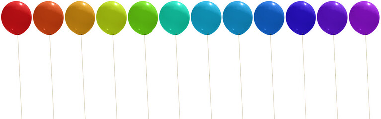 Ballons couleurs arc-en-ciel sur fond blanc  © Unclesam
