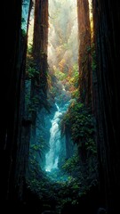 Obraz premium Fantasy scene light through the forest