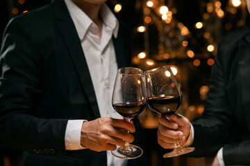 Celebrate whiskey on a friendly party in  restaurant