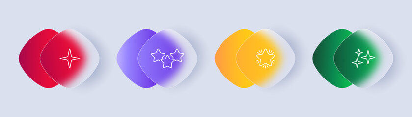 Stars set icon. Rating, rate the service, falling, shining, comment, reaction, user, online communication. Feedback concept. Glassmorphism style. Vector line icon