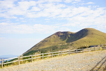 Fototapeta na wymiar Mount Aso or Aso-san in Kumamoto, Japan - 日本 熊本 阿蘇山