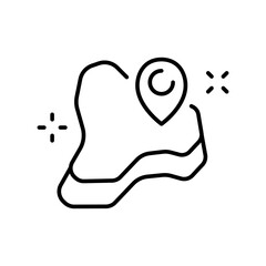 Navigation equipment set icon. GPS, navigator, planet, globe, map, atlas, interactive whiteboard, road sign, pointer, compass, destination, location. Geography concept. Vector black line icon