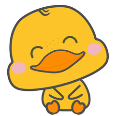 Adorable duck baby  sitting baby posture, nursery safari vintage colour theme
