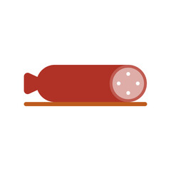 Sausage on a tray. Vector logo and icon.