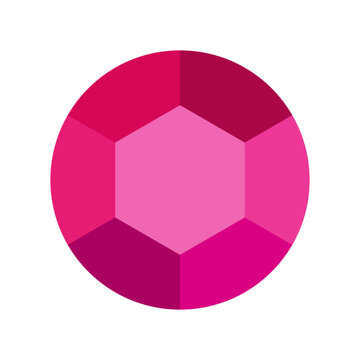 Pink ruby diamond logo. Top view. View from above. Vector illustration.