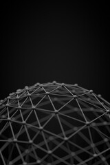 Molecular sphere on dark background 3d rendering