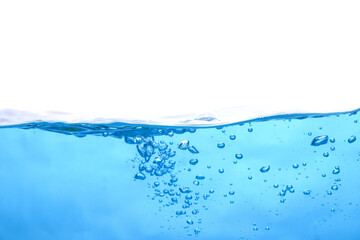 water surface and underwater bubbles white background.