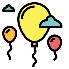 balloons filled outline icon style