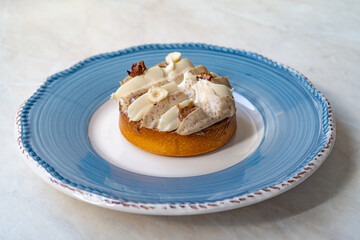 Gluten Free Organic No Sugar Hazelnut Tart served at Vegan Restaurant.