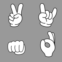 Fototapeta na wymiar Trendy set of stylish cartoon hands showing different gestures.