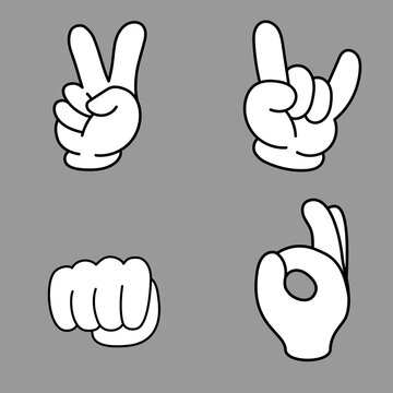 Trendy set of stylish cartoon hands showing different gestures.