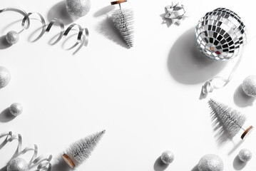 Christmas background ball. Copy space. Top view.