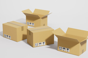 3d rendering carton store and delivery concept picture