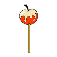 Apple in Caramel on a Stick Isolated Element