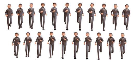 3d young bussinesman animation frames