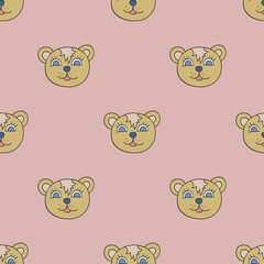 Obraz premium Bear vector seamless pattern. Cute repeat background for textile, design, fabric, cover etc.