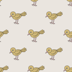 Birds vector seamless pattern. Cute repeat background for textile, design, fabric, cover etc.